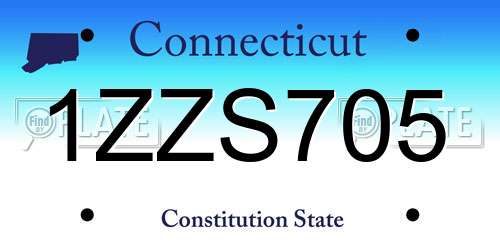 1ZZS705 Connecticut License Plate