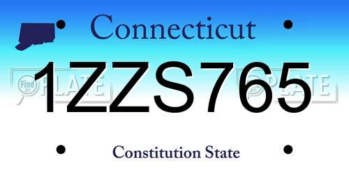 1ZZS765 Connecticut License Plate