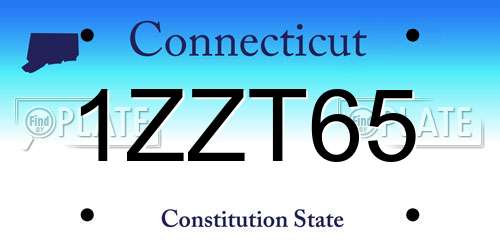 1ZZT65 Connecticut License Plate