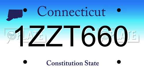 1ZZT660 Connecticut License Plate