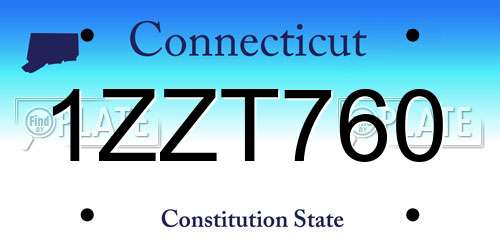 1ZZT760 Connecticut License Plate