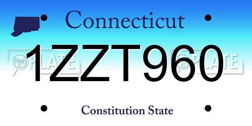 1ZZT960 Connecticut License Plate