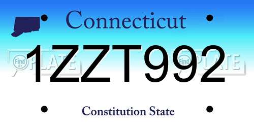 1ZZT992 Connecticut License Plate