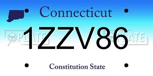 1ZZV86 Connecticut License Plate