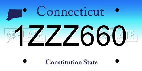1ZZZ660 Connecticut License Plate