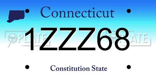 1ZZZ68 Connecticut License Plate