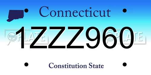 1ZZZ960 Connecticut License Plate