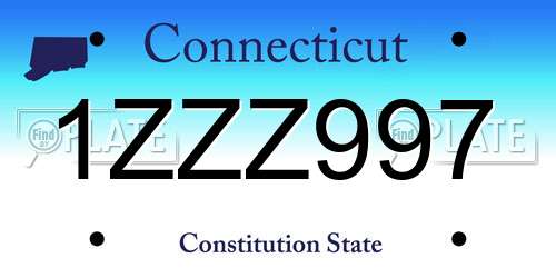 1ZZZ997 Connecticut License Plate