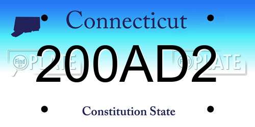 200AD2 Connecticut License Plate