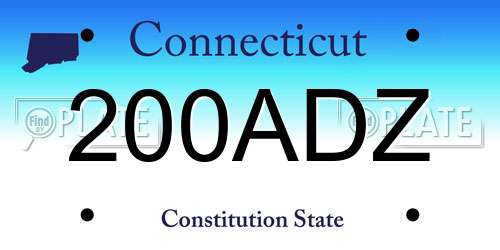 200ADZ Connecticut License Plate