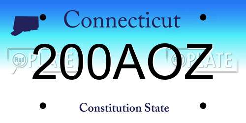 200AOZ Connecticut License Plate