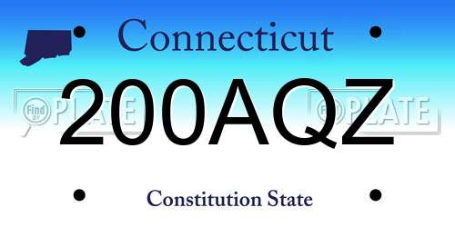 200AQZ Connecticut License Plate