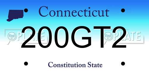 200GT2 Connecticut License Plate