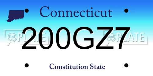 200GZ7 Connecticut License Plate