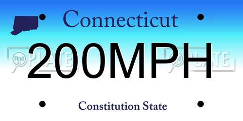 200MPH Connecticut License Plate