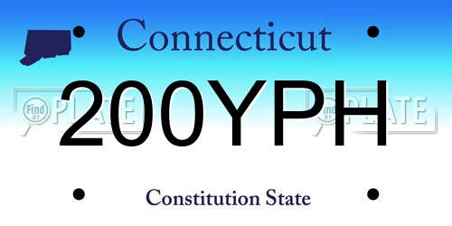 200YPH Connecticut License Plate