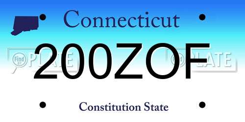 200ZOF Connecticut License Plate
