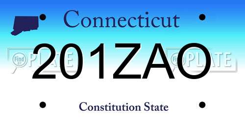 201ZAO Connecticut License Plate