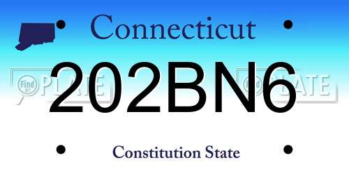 202BN6 Connecticut License Plate