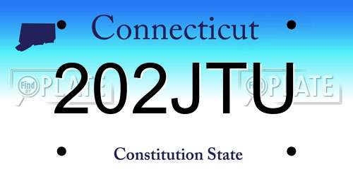 202JTU Connecticut License Plate