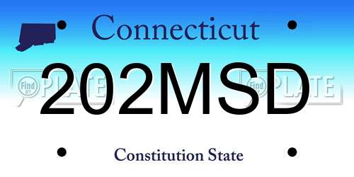 202MSD Connecticut License Plate