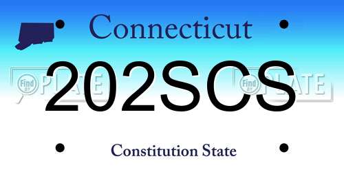 202SCS Connecticut License Plate