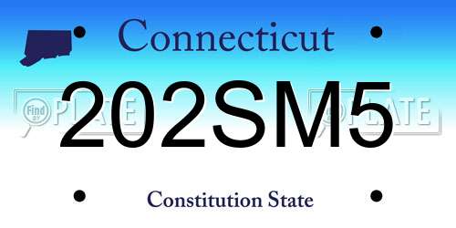 202SM5 Connecticut License Plate