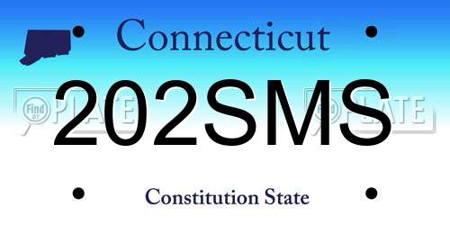 202SMS Connecticut License Plate