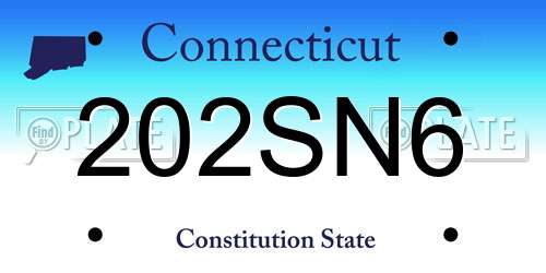 202SN6 Connecticut License Plate