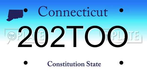 202TOO Connecticut License Plate
