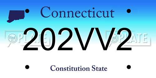 202VV2 Connecticut License Plate