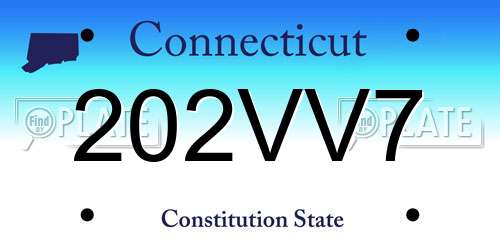 202VV7 Connecticut License Plate