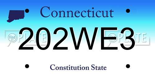202WE3 Connecticut License Plate