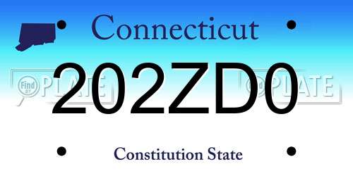 202ZD0 Connecticut License Plate