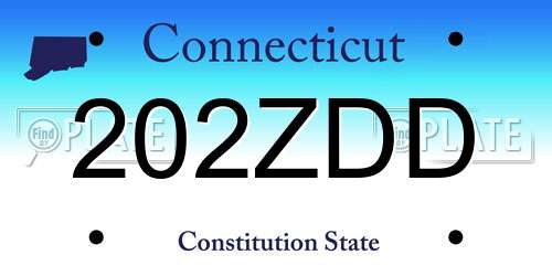 202ZDD Connecticut License Plate