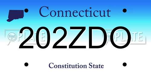 202ZDO Connecticut License Plate