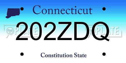 202ZDQ Connecticut License Plate