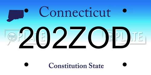 202ZOD Connecticut License Plate