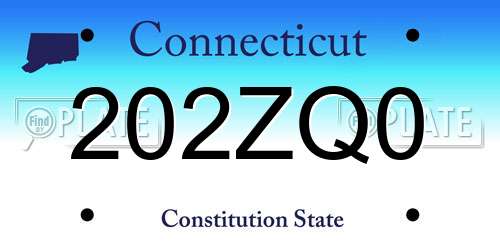 202ZQ0 Connecticut License Plate