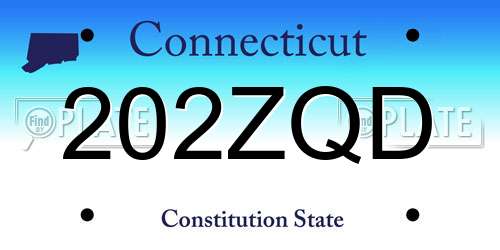 202ZQD Connecticut License Plate