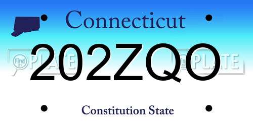 202ZQO Connecticut License Plate