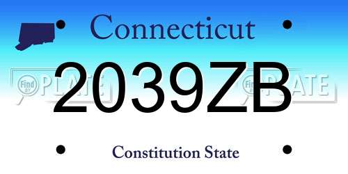 2039ZB Connecticut License Plate