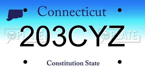 203CYZ Connecticut License Plate