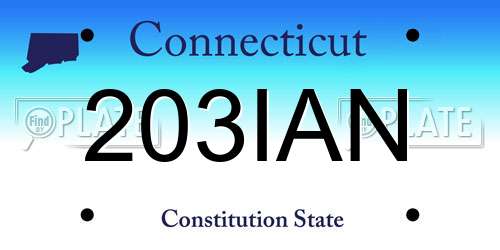 203IAN Connecticut License Plate