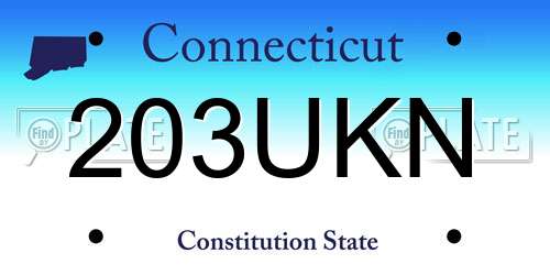 203UKN Connecticut License Plate