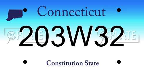203W32 Connecticut License Plate