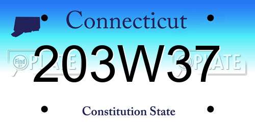 203W37 Connecticut License Plate