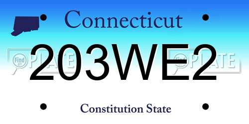 203WE2 Connecticut License Plate