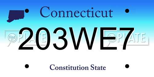203WE7 Connecticut License Plate
