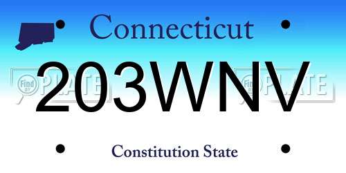 203WNV Connecticut License Plate
